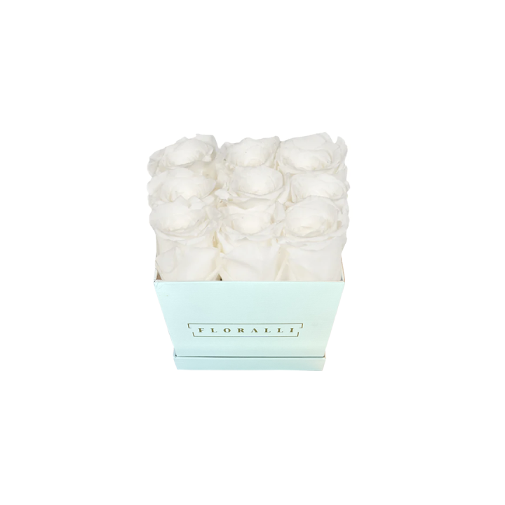 Square White Box With 9 Roses