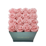 Square Black Box With 16 Roses.