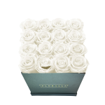 Square Black Box With 16 Roses.
