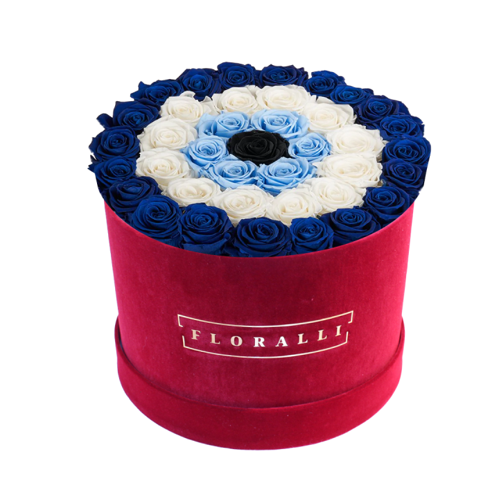 Turkish Eye Flat Design Round Velvet Box