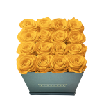 Square Black Box With 16 Roses.