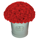 Large Gray Round Box With Oval Roses Desing