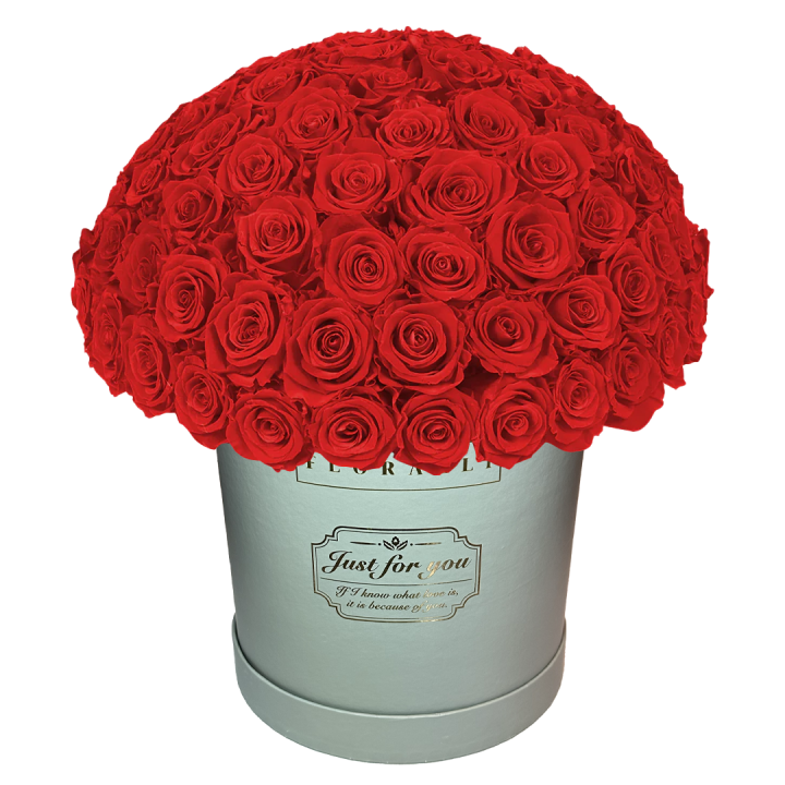 Large Gray Round Box With Oval Roses Desing
